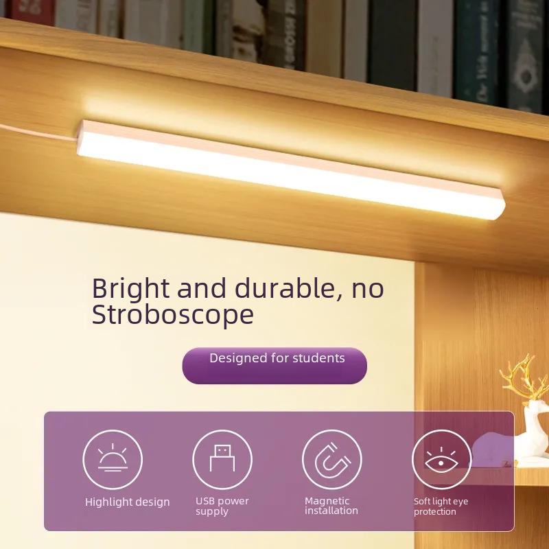 LED Augenschonende Schreibtischlampe mit USB-Stecker - Kühle Studenten-Nachttischleuchte, Elektromagnetische Saugkraft und Nachtlicht für Wohnheime und Lernbereiche