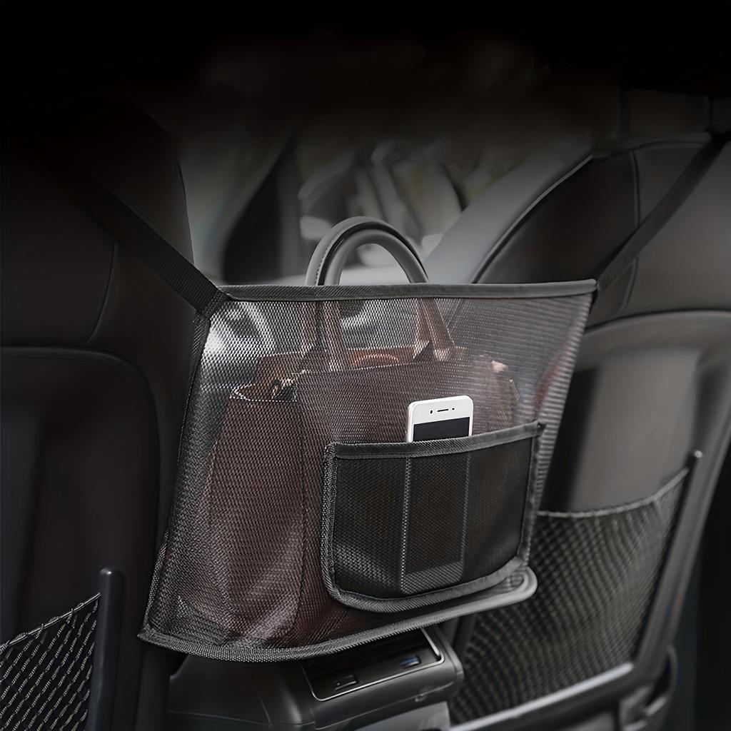 Large Capacity Car Seat Net Pocket Handbag Purse Holder Mesh Back Pouch Between Seats Storage Bag Organizer Car Accessories