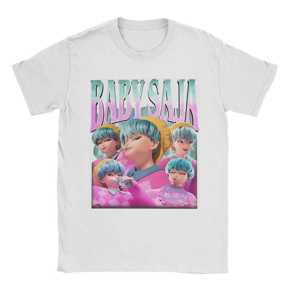 Baby Saja Retro Kpop Demon Hunter Villain Pure Cotton Men Women T Shirts for Couple Summer Awesome Loose Short Sleeve Clothing