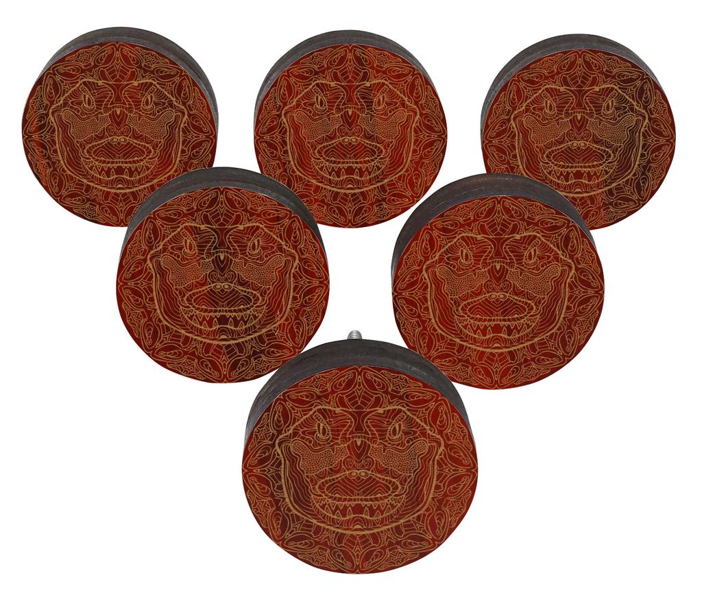 IBA Indianbeautifulart Brown Engraved Knobs 10 Pc Furniture Wooden Scallop Knobs Rustic Drawer