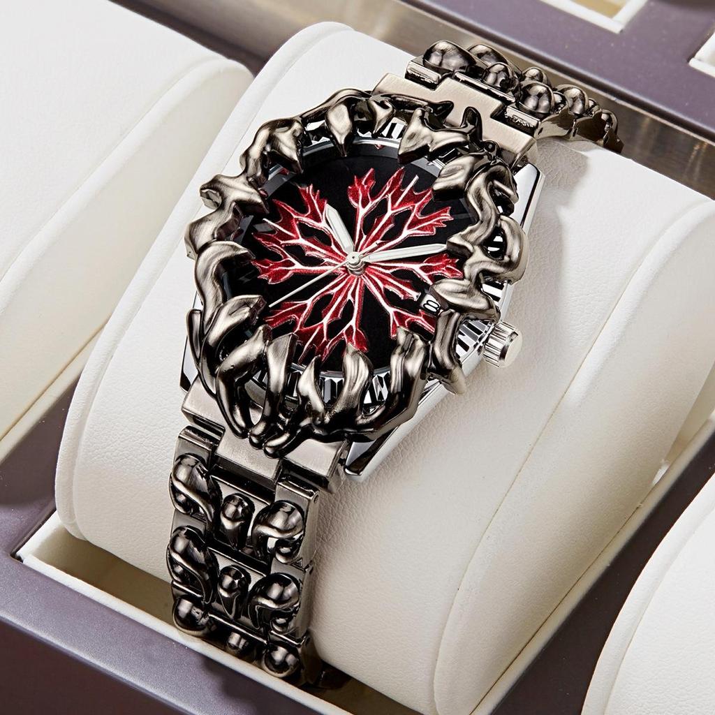 Męska Moda Obcy Pazur Retro Y2K Zegarki Unikalny Design Tarczy Stal Nierdzewna Wodoodporny Kalendarz Kwarcowy Zegarek na Rękę Zegarki Męskie