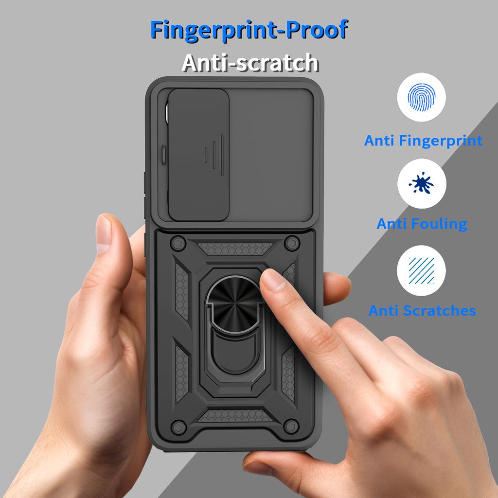 For Vivo Y400 5G Case with Slide Camera Lid PC+TPU Kickstand Phone Cover