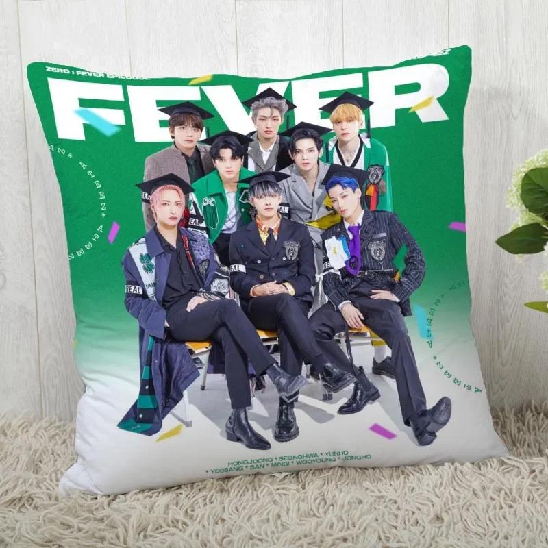 Custom Ateez KPOP Square Pillowcase Custom Zippered Pillow Cover Case 45x45cm(One Side) 04.1