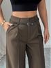 European and American 2025 Autumn/Winter Women's Casual High-Waisted Loose Straight-Leg Suit Pants