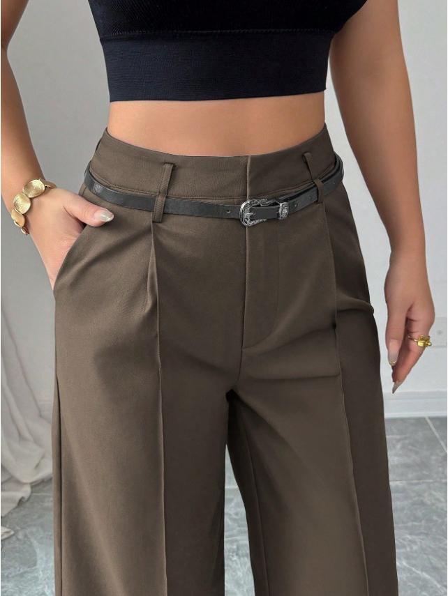 European and American 2025 Autumn/Winter Women's Casual High-Waisted Loose Straight-Leg Suit Pants
