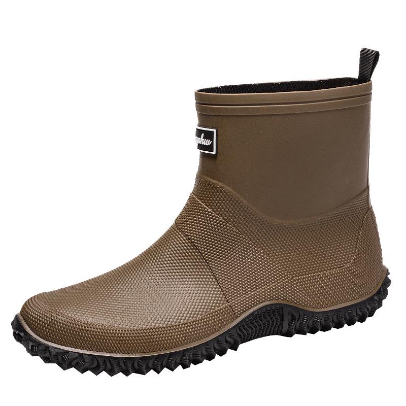 Men's Waterproof Non-slip Rain Boots - Durable, Eco-friendly PVC Ankle Overshoes for Outdoor Commuting