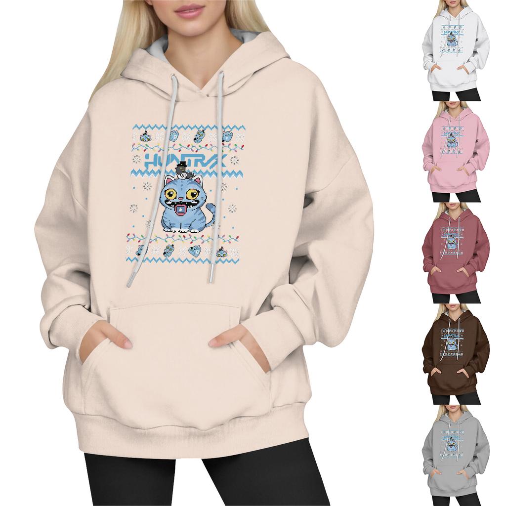 Women's Fashion Long-Sleeve Pullover Hoodie with Fun Movie-Inspired Prints