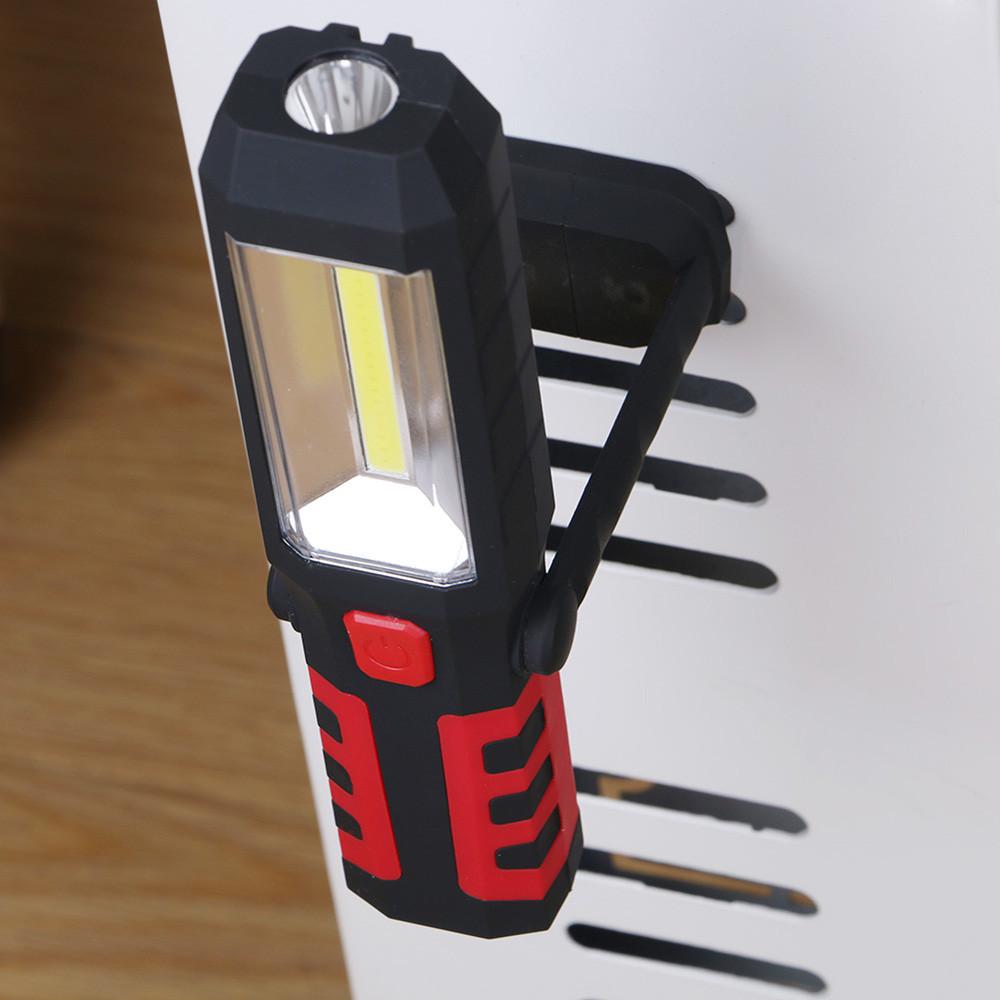 COB+LED Rechargeable Work Light Magnet Flashlight with Hook Folding Torch Lamp