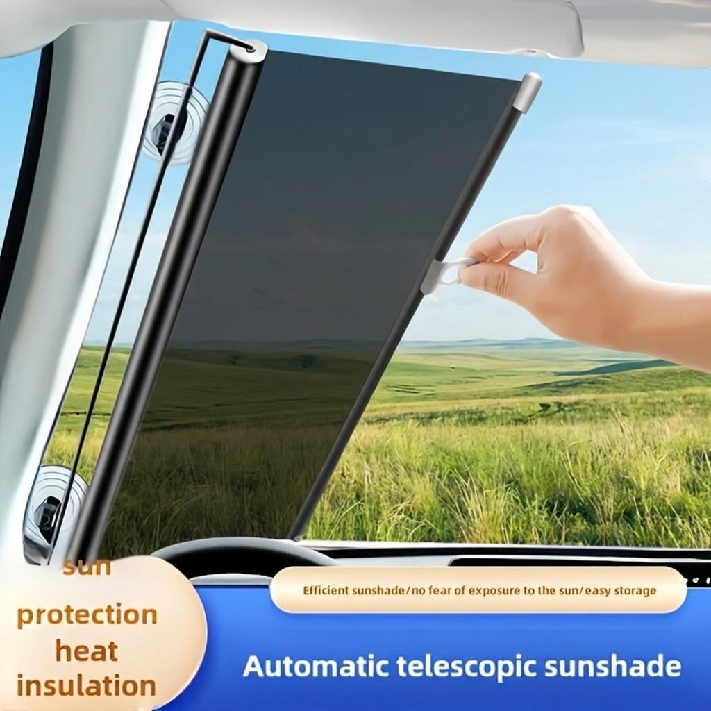 1pc Retractable Car Window Roller Sunshade | Heat Blocking | Sun Protection | Easy Storage | Automotive Visor