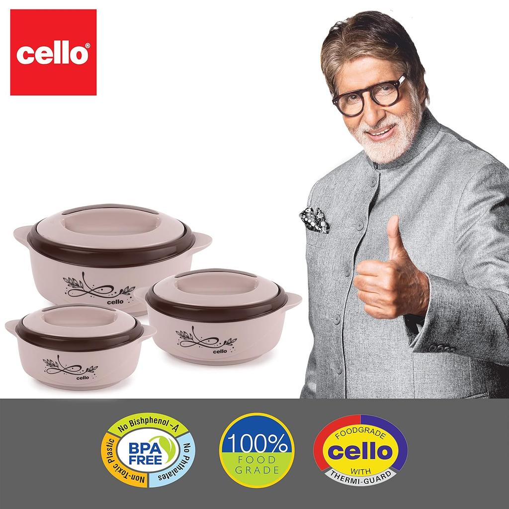 Insulated Stainless Steel Casserole Set For Hot Food Storage | Ideal For Roti Rice Chapati | Modern Brown Design With Easy Grip Handle