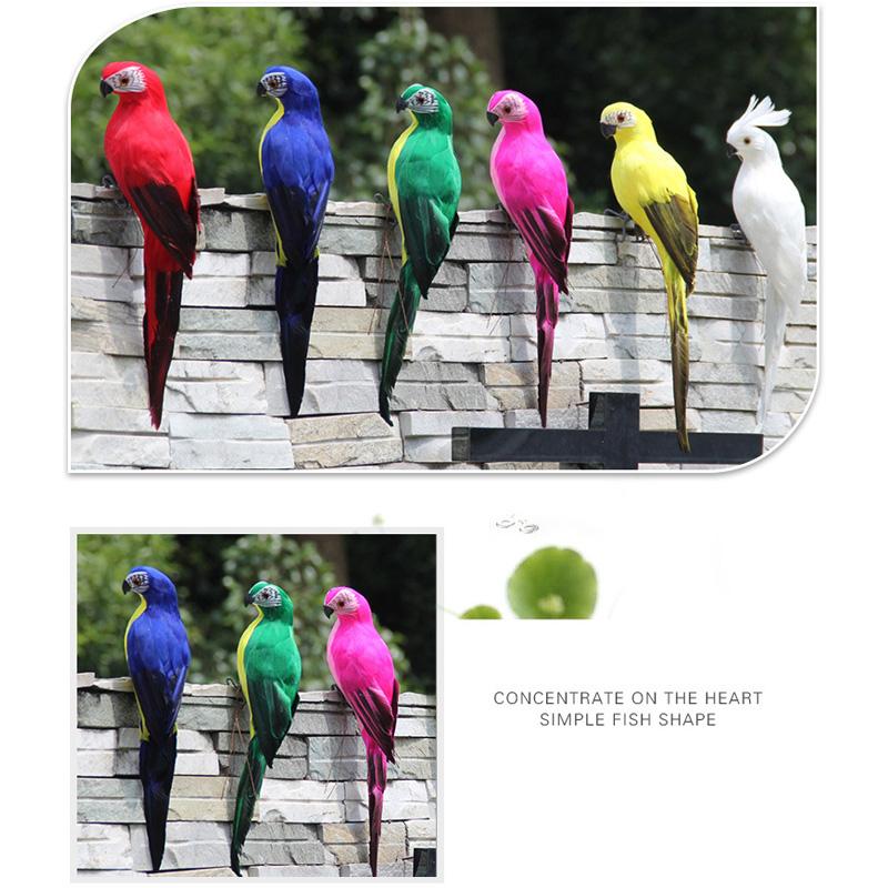 1Pc Animal Bird DIY Feather Creative Lawn Figurine Ornament Handmade Garden Prop Decoration Simulation Parrot 25/35cm