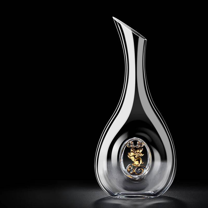 1000ml Clear Chinese Zodiac Decanter Crystal Wineware Glassware Upscale 24K Gold Cattle Horse Wine Dispenser Separator Wholesale