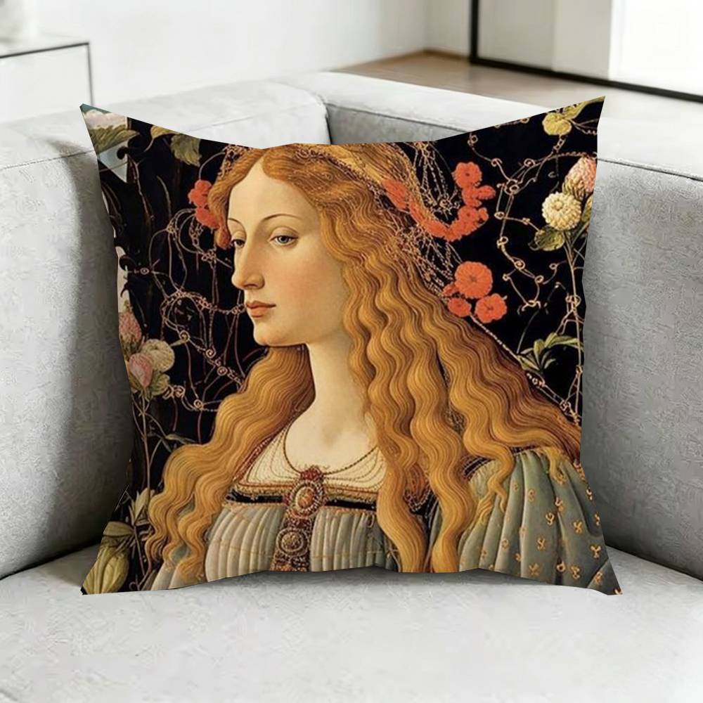 Sandro BBotticelli Renaissance Pillow Case Square DoubleSided Sofa Cushion Cover Bedroom Bedside Pillow Gift