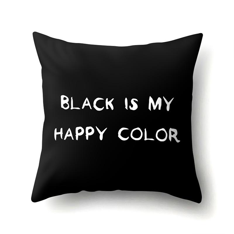 Polyester Pillowcase Peach Leather Velvet Black and White Geometric Printed Pillowcase Waist Cushion Cover Bedside Cushion Cover Bedside Cushion Cover