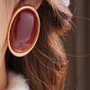 Retro Minimalist Oval Resin Earrings Comfortable Sterling Silver Posts Geometric Statement Jewelry