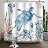 Underwater World Ocean Shower Curtain for Bathroom Seabed Animals Sea Turtle Dolphin Fish Waterproof Bathroom Curtain With Hooks