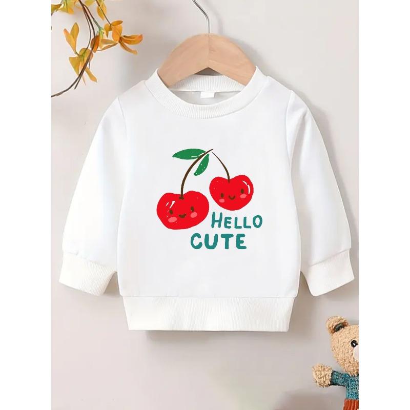 European Sizes Adorable Cherry Print Sweatshirt for Kids, Perfect , Designed for Infants Aged 0-3 Years with a Comfortable And Easy Style