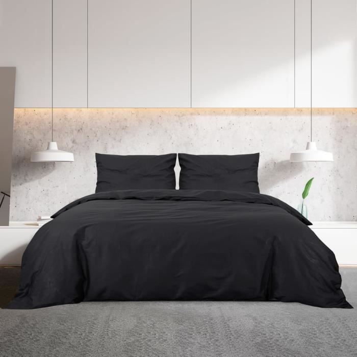 VidaXL Duvet Cover Set Black 200x220 Cm Cotton136121