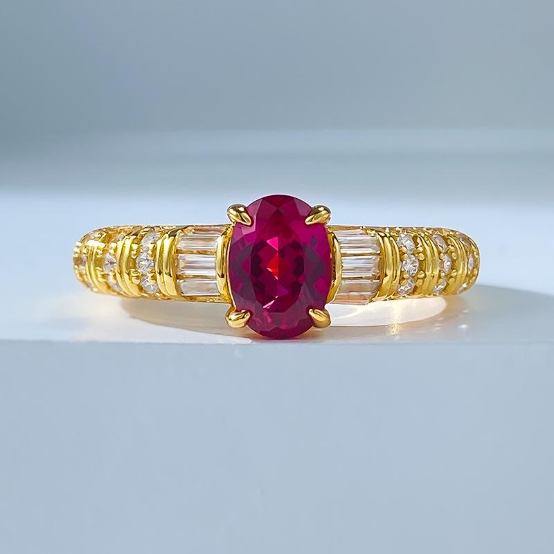 

Красное овальное кольцо в стиле Дианы из стерлингового серебра S925 - Женский модный аксессуар Size 5