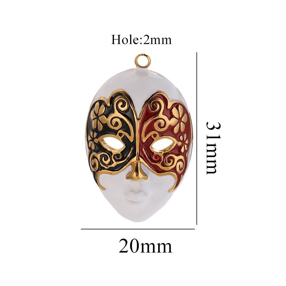 Chinese Peking Opera Mask Pendant Water Drop Evil Eye DIY Charms 3 Styles Stainless Steel Necklace Making Connector