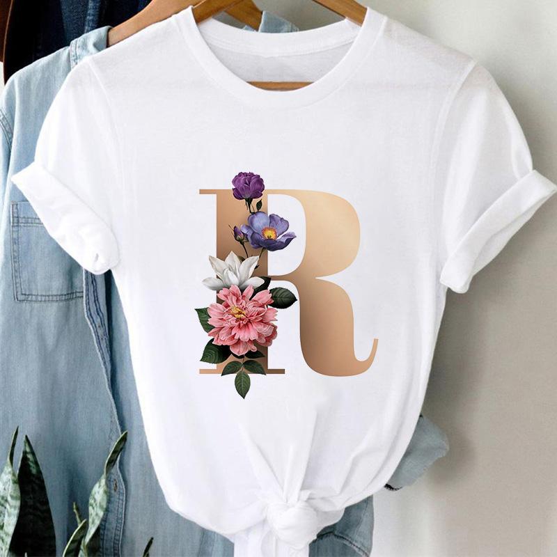 Woman Tshirts 26 Letter Customization T-Shirt Ladies Fashion Top Female Tees Casual T Shirt Summer Short Sleeve Femme