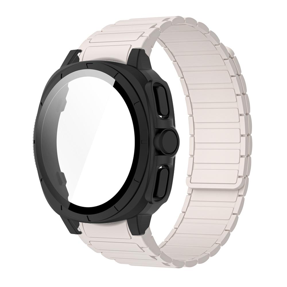 PC Case+Strap Upgrade To Ultra 47mm for Samsung Galaxy Watch 7 40mm 44mm No Gaps Silicone Magnetic Band PC Tempered Glass Screen