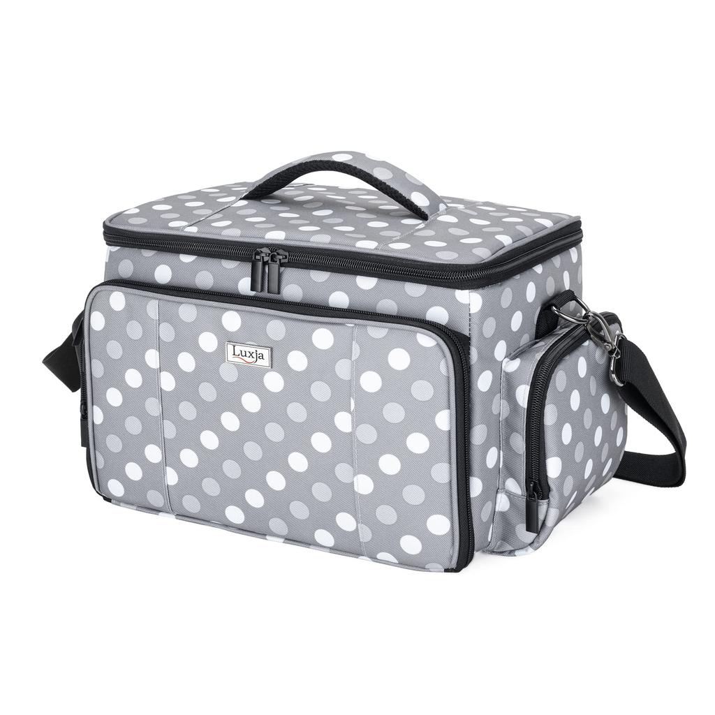 Luxja Sewing Box Sewing Bag Large Capacity with Shoulder Strap Sewing Tools Storage Portable Sewing Bag Bag Only Gray Dot