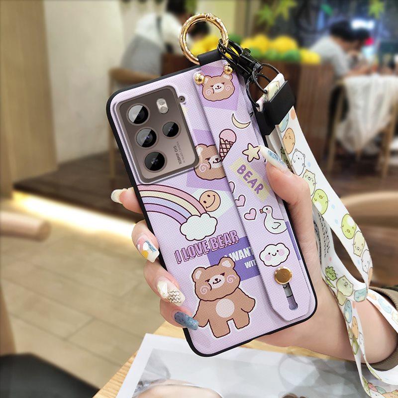 Anti-knock Wristband Phone Case For HTC U23 Pro/U23 Back Cover Anti-dust Phone Holder Cartoon Wrist Strap Dirt-resistant