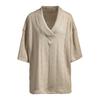 Men T-shirt V-Neck Short Sleeve Twist Jacquard Texture Tee Shirt Solid Color Loose Fit Summer Knitting Tops