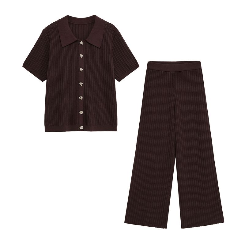 Kaslead New Arrival Women's Clothing Fashion Style Fashionable Knitted Cut Out Tops Casual Pants Suit