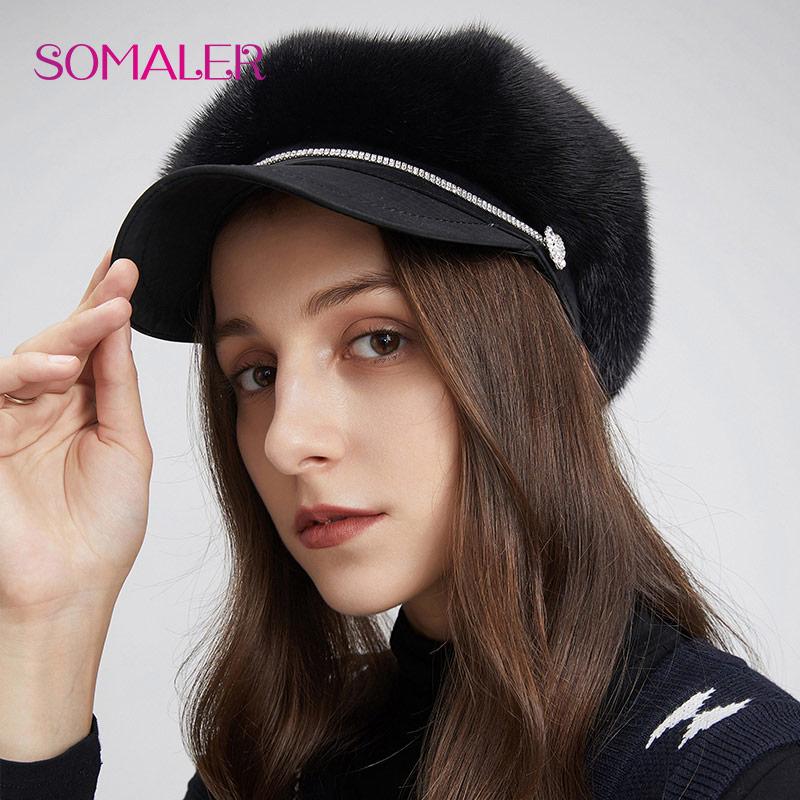 SOMALER Кепка с козырьком из натурального меха норки — фото 3
