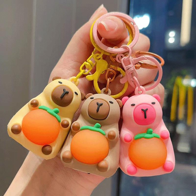 Simulation Capybara Doll Keychain Toy In The Dark Luminous Kawaii Cute Mini Warm Light Pendant Decoration Carry Lightweight Portable