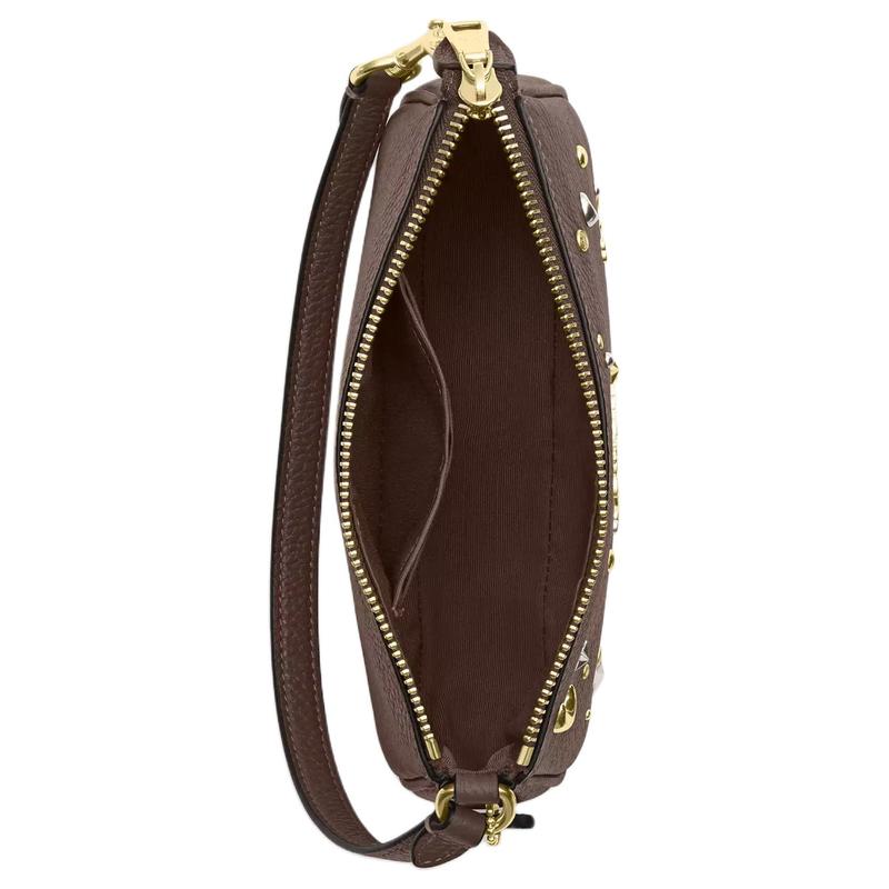 Coach Nolita 19 Studded Top Zip Closure Hammered Leather Shoulder Bag Small Women's Brown