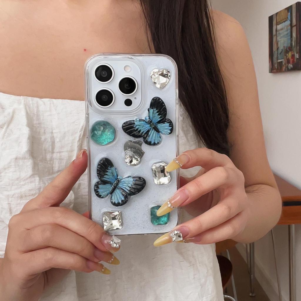 3D Butterfly iPhone Case: Compatible with Apple iPhone 13, 14, 15, 16, and 17 Pro Max - New Epoxy Transparent Design