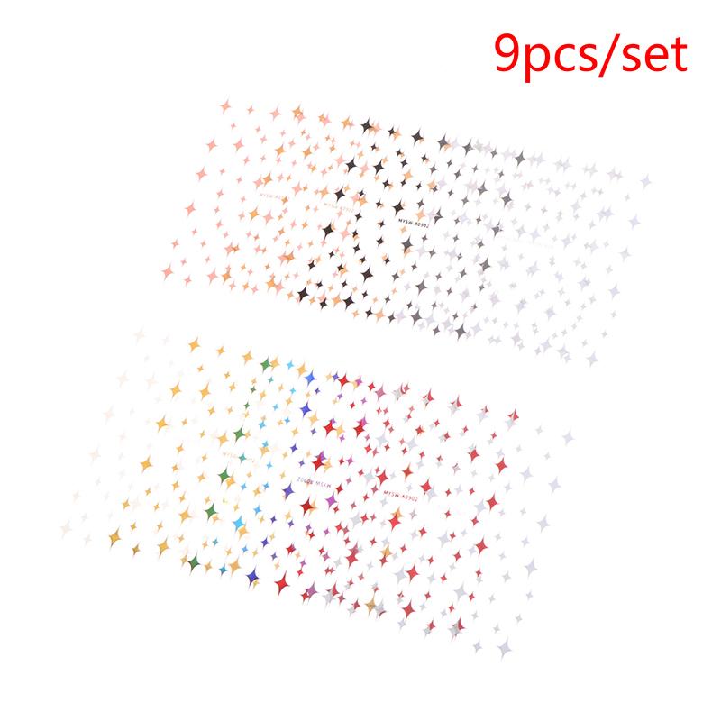9Pcs/Set 3D Colourful Star Nail Art Sticker Geometry Star Sticker Diy Transfer Decal Designs Nail Accessories