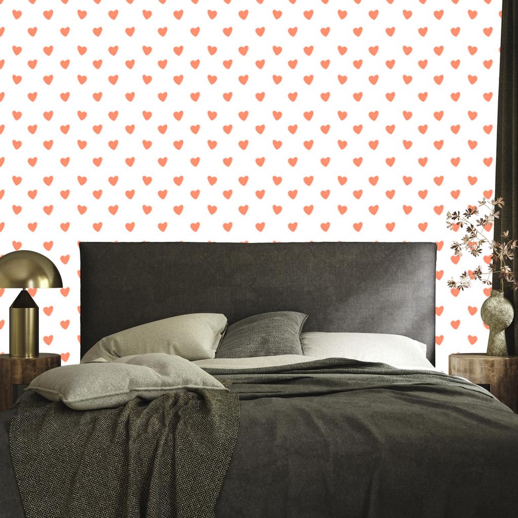 Hearts Wallpaper White, Peach and Cream 50x1000