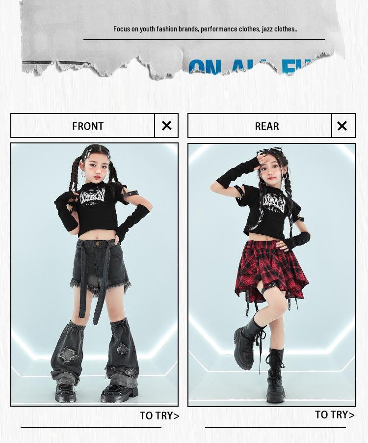 Girls' Trendy Street Jazz Dance Performance Costume for Kids