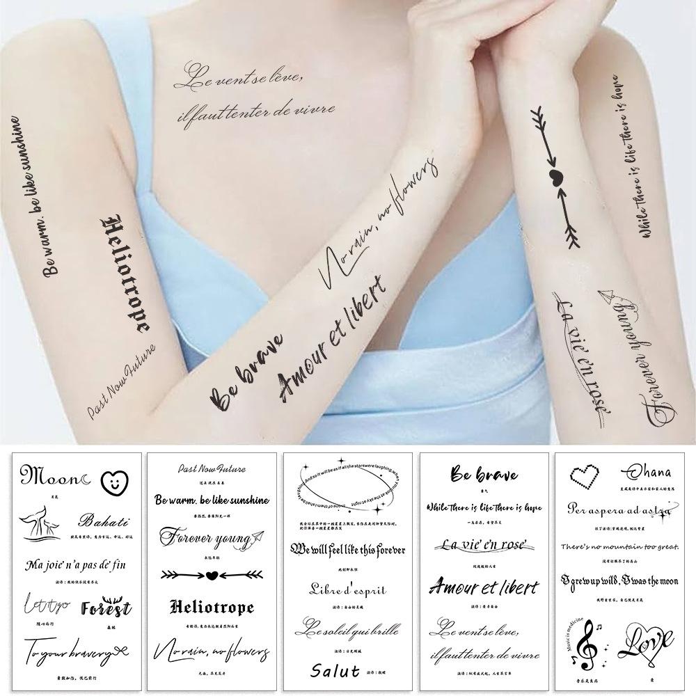 Black and White English Letter Tattoo Stickers Waterproof Party Gift Funny Fun High-end Face Stickers