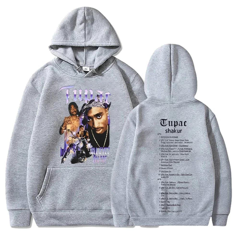 Felpa con Cappuccio Tupac Shakur Uomo Donna Stampa Grafica All Eyez on Me Felpa con Cappuccio Hip Hop Rapper Ritratto Pullover Streetwear Felpa Casual per Fan Regalo