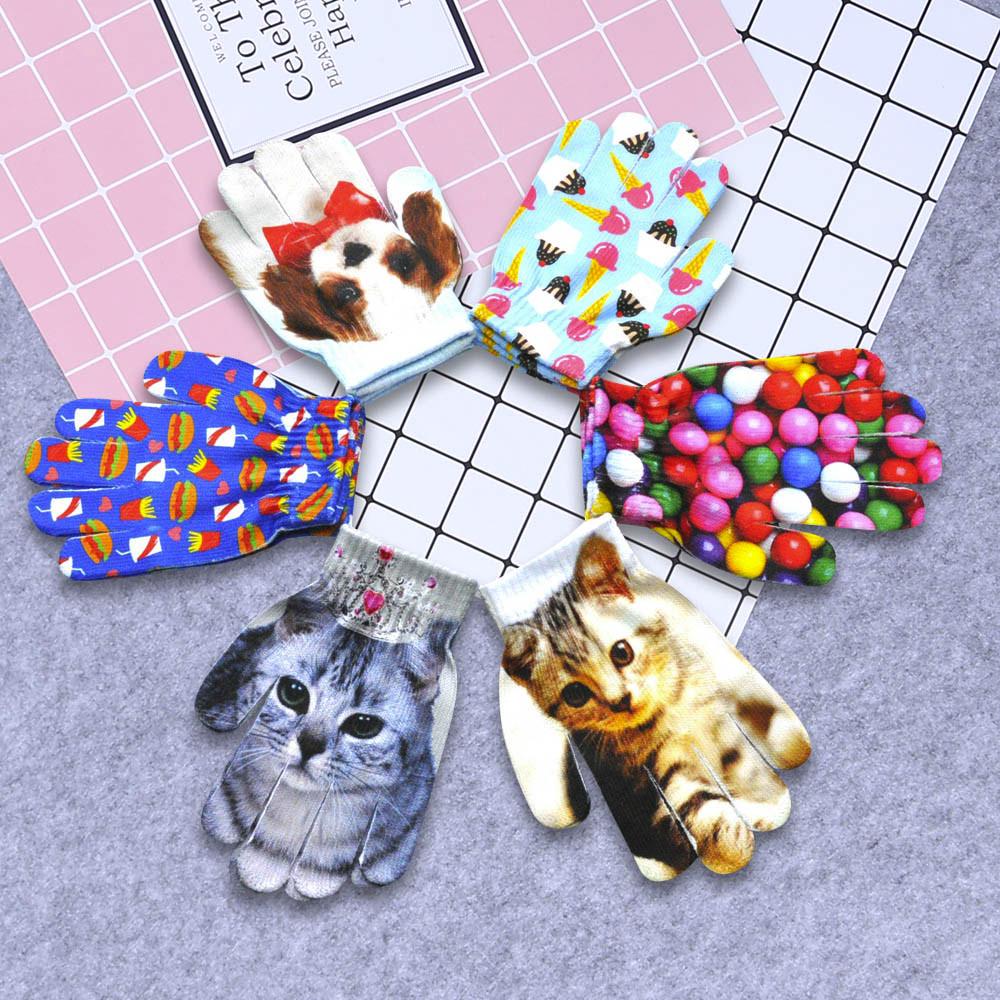 Niños Niñas Invierno Cálido 3D Estampado Animal Tejido Mascota Guantes Lindos Moda