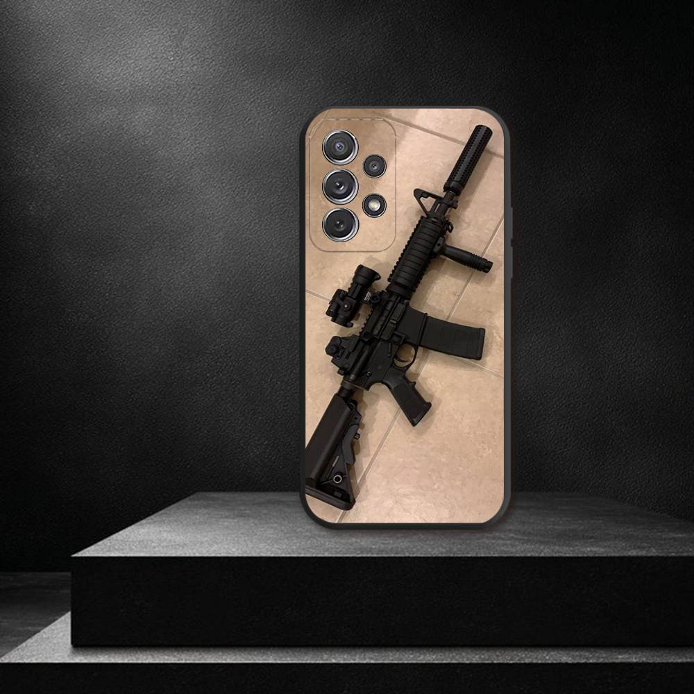 AK47 Handgun Gun BUlletss Phone Case For Samsung S 26,25,24,23,22,30,21,10,9,Ultra,Plus,Lite,FE,4,5G Black Soft Case