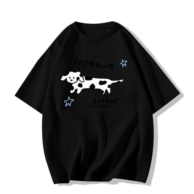 

Женская футболка оверсайз из ретро-американского хлопка с коротким рукавом XXL чёрный