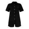 Women's Solid Color Workwear Style Short Sleeve Top Lace-Up Shorts Two Piece Set