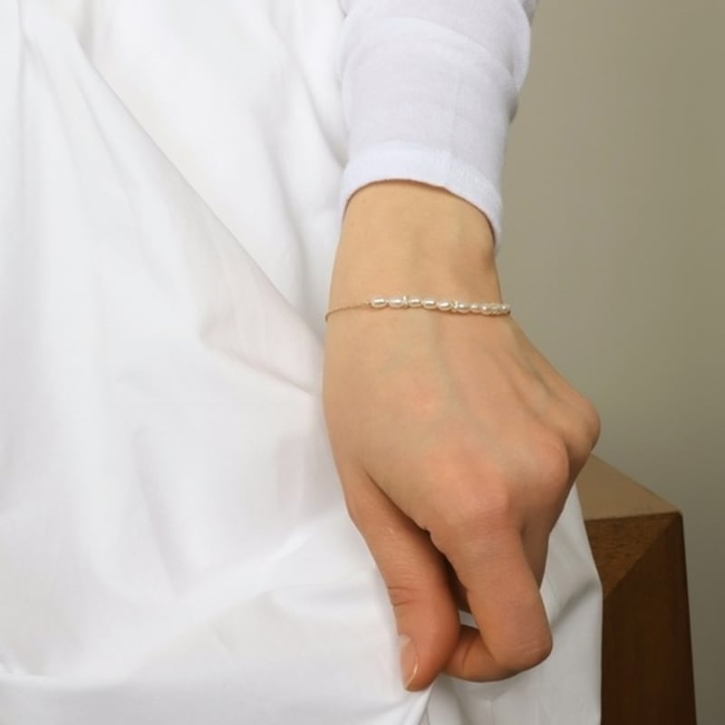 ozel Silver925 CZ rings with Natural Water Pearl Line Bracelet PS157B