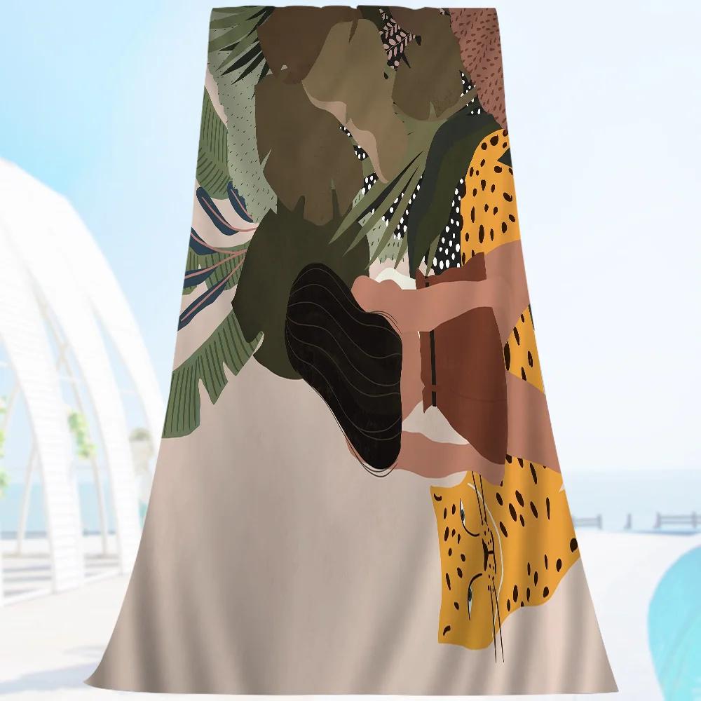 Abstract African Woman Flower Big Microfiber Beach Towels Quick Dry Towel Sand Beach Towels Pool Towel For Travel Swim Pool Yoga