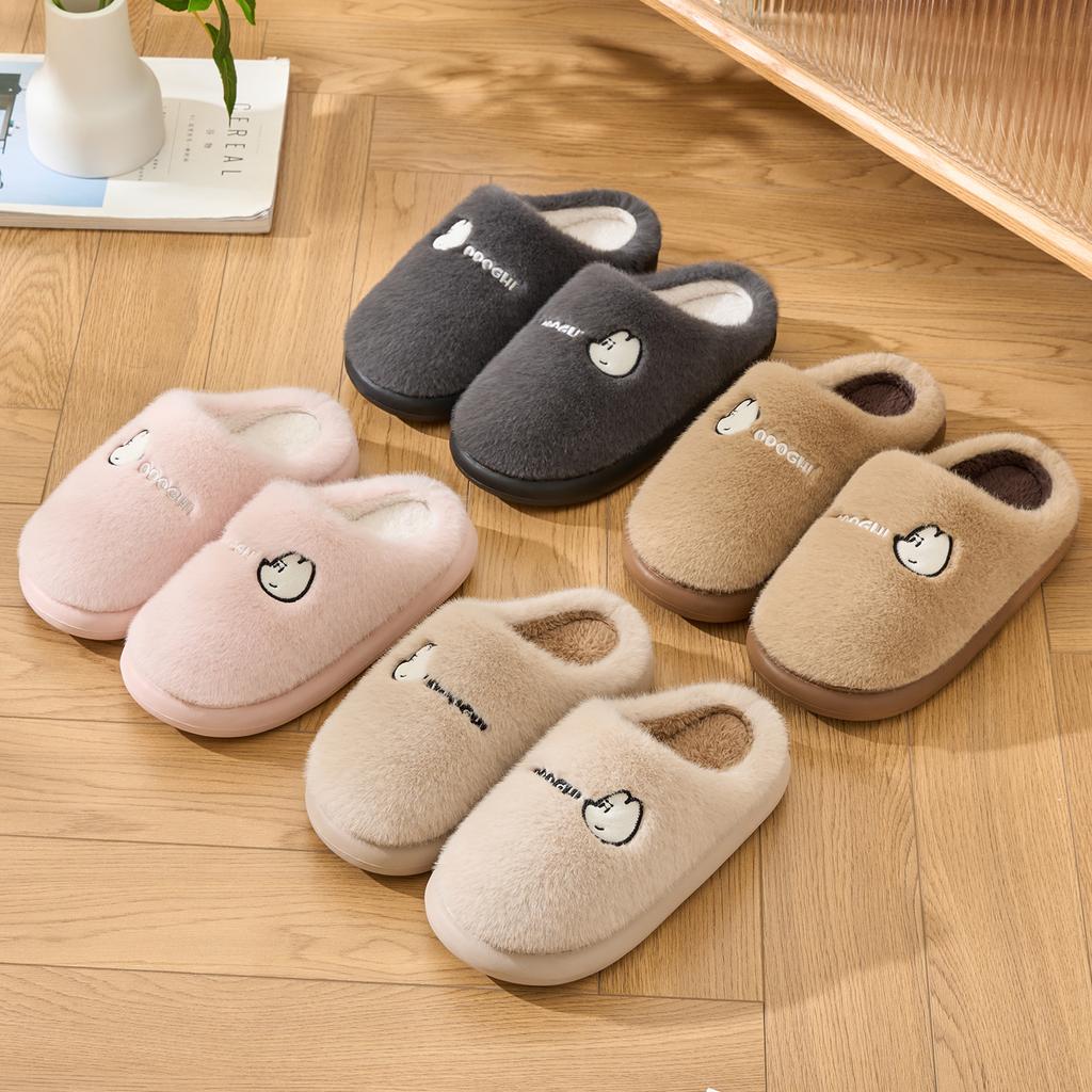 Platform Women Home Slippers Plush Warm Thick Bottom Slides Breathable Soft Non-slip Slippers Indoor Outdoor Men Casual Slippers