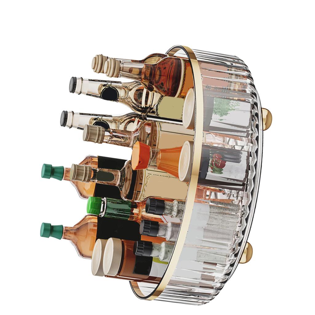 Rotating Storage Rack Multipurpose Transparent Light Luxury Space Saving Turntable Organizer for Kitchen Countertop