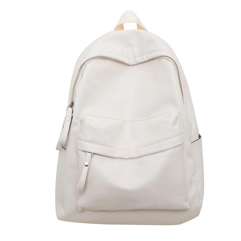 Schoolbag Schoolbag Female College Student High School Junior High School Student Simple Versatile Retro PU Leather Backpack 1011 New Niche Backpack