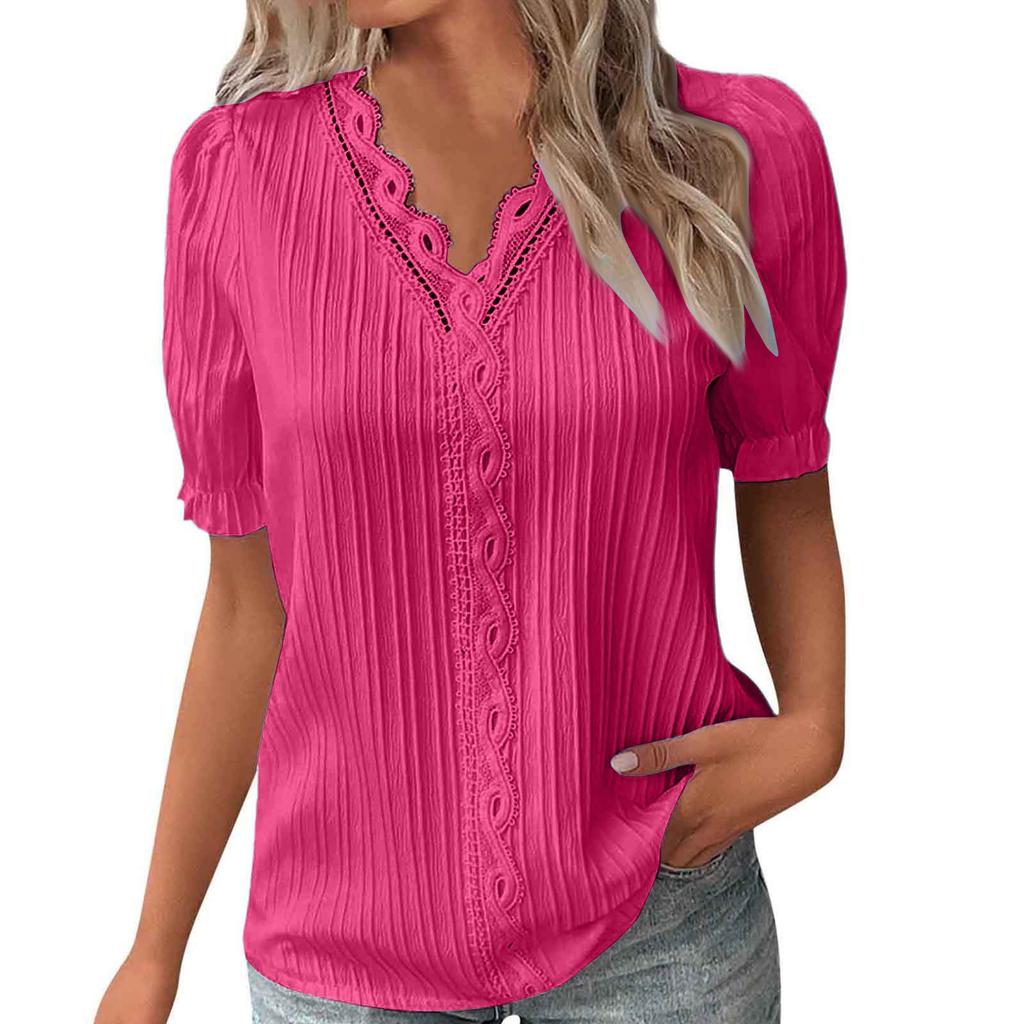 Fashionable Ladies Summer Hollow Short-sleeved Tops