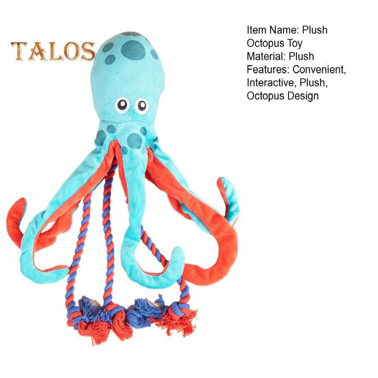 Plush Octopus Dog Toy Tough Dog Chew Toy for Aggressive Chewers Octopus Cotton Rope Tug-of-War Toy for Puppy Teeth Cleaning